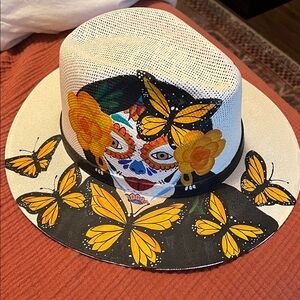 Colorful Butterfly and Skull Design Hat